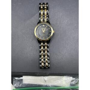 Precision By Gruen Diamond Quartz Watch Black Dial Gunmetal And Gold GP418MN
